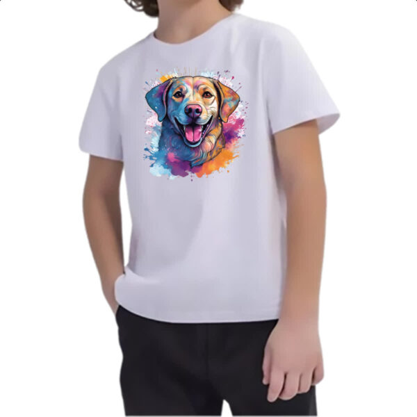 Camiseta Infanto Juvenil Labrador Retriever watercolor art - Imagem 2