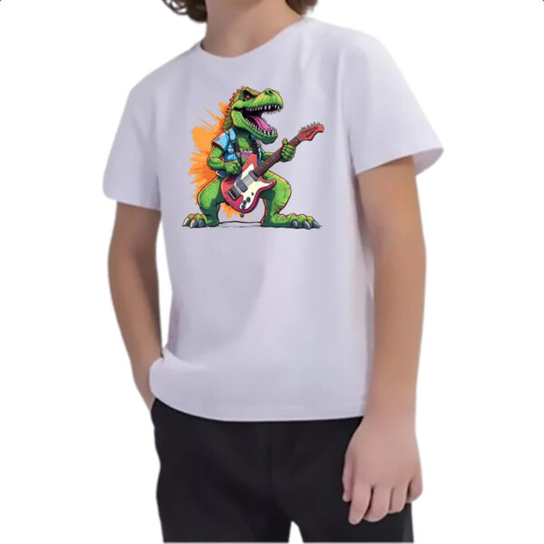 Camiseta Infanto Juvenil T-Rex Guitarrista - Imagem 2