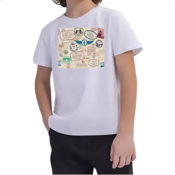 Camiseta Infanto Juvenil Viagem passaport stamp - Imagem 2