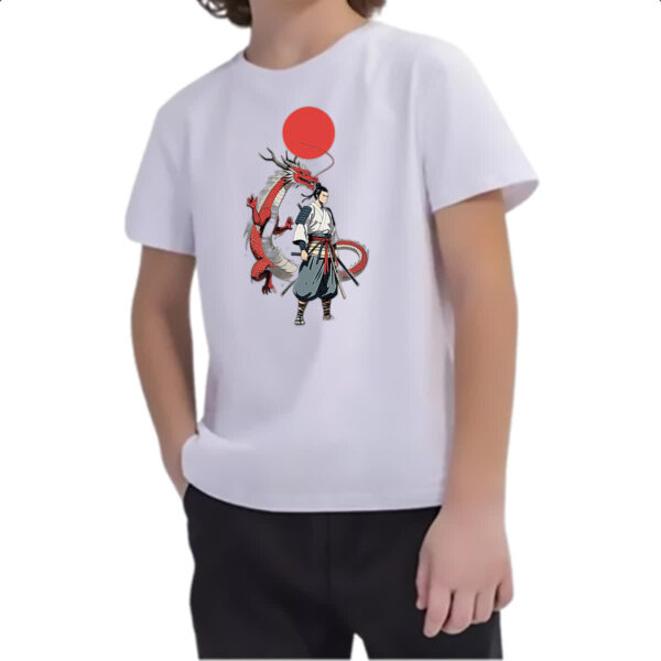 Camiseta Infanto Juvenil Samurai Dragao sol nascente - Imagem 2