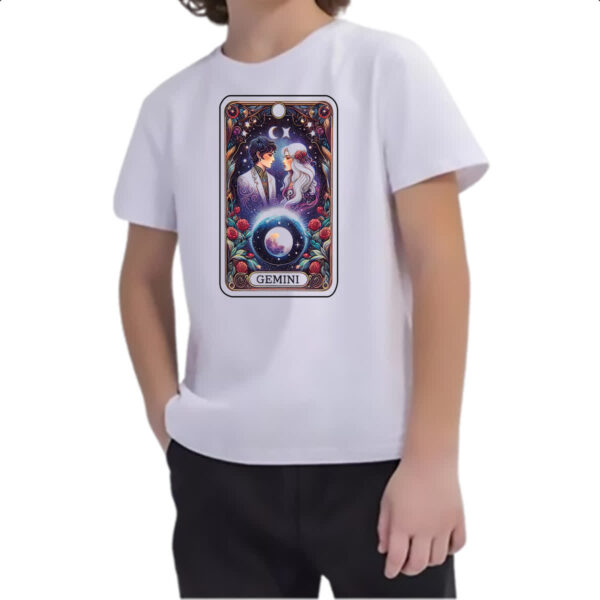 Camiseta Infanto Juvenil Signo Carta Taro Gemeos - Imagem 2