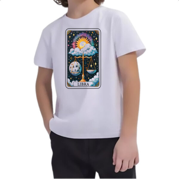 Camiseta Infanto Juvenil Signo Carta Taro Libra - Imagem 2