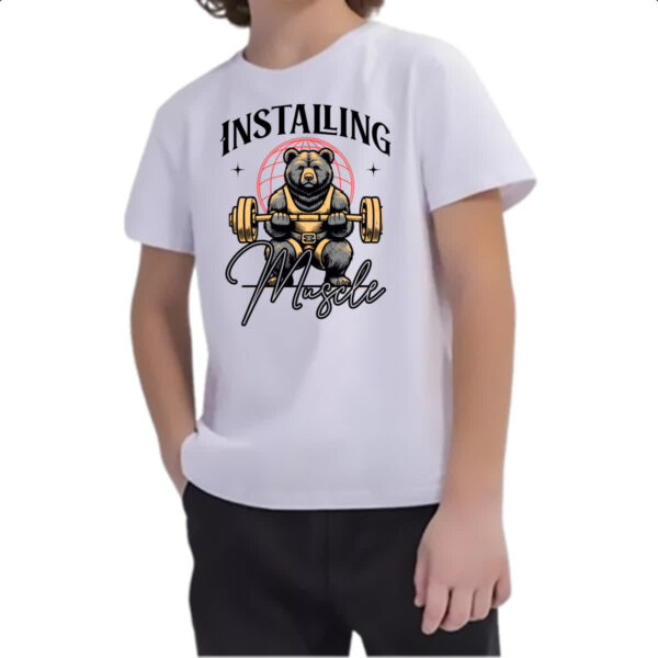 Camiseta Infanto Juvenil Urso Instalando Musculo - Imagem 2