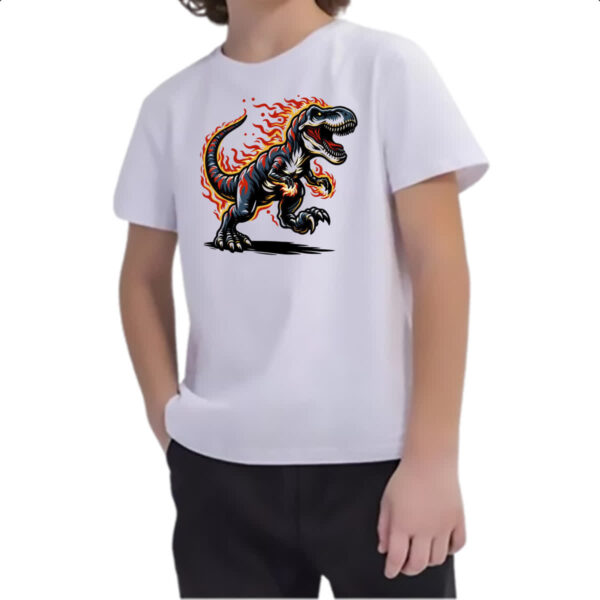 Camiseta Infanto Juvenil T-Rex flamejante - Imagem 2