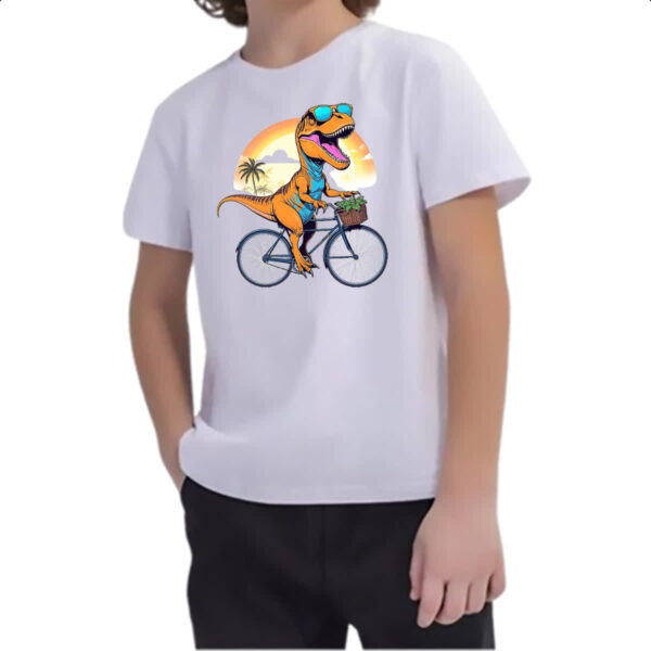 Camiseta Infanto Juvenil T-Rex na bicicleta - Imagem 2