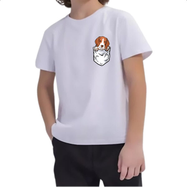Camiseta Infanto Juvenil Cachorro Golden Retriever no bolso - Imagem 2
