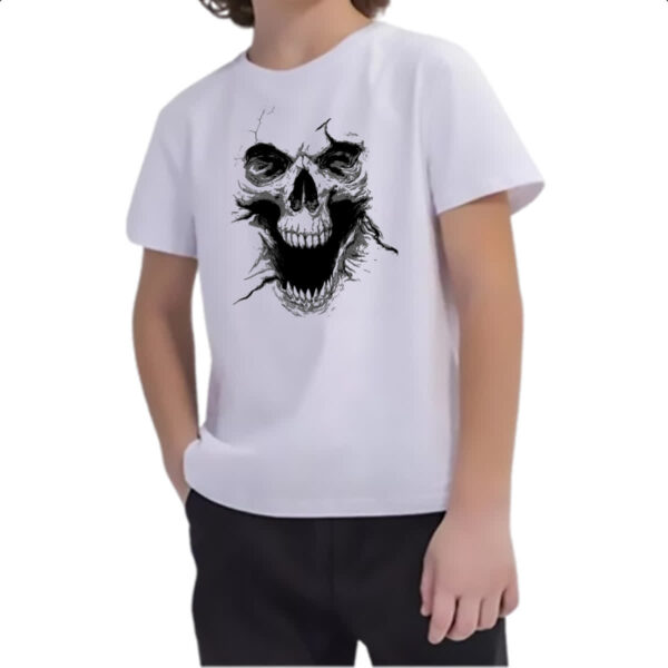 Camiseta Infanto Juvenil Caveira 3D - Imagem 2