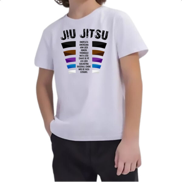 Camiseta Infanto Juvenil Jiu Jitsu faixas e golpes - Imagem 2