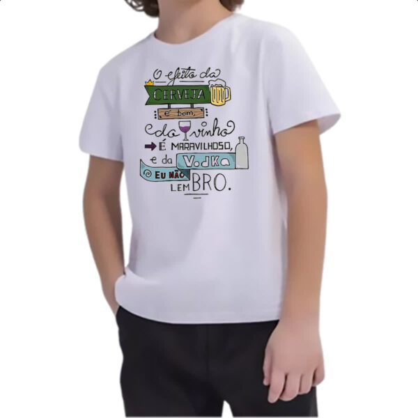 Camiseta Infanto Juvenil Efeito cerveja vinho e vodka - Imagem 2