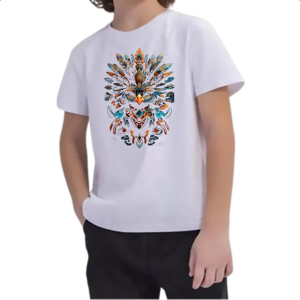 Camiseta Infanto Juvenil Coruja Elementos Indigenas - Imagem 2