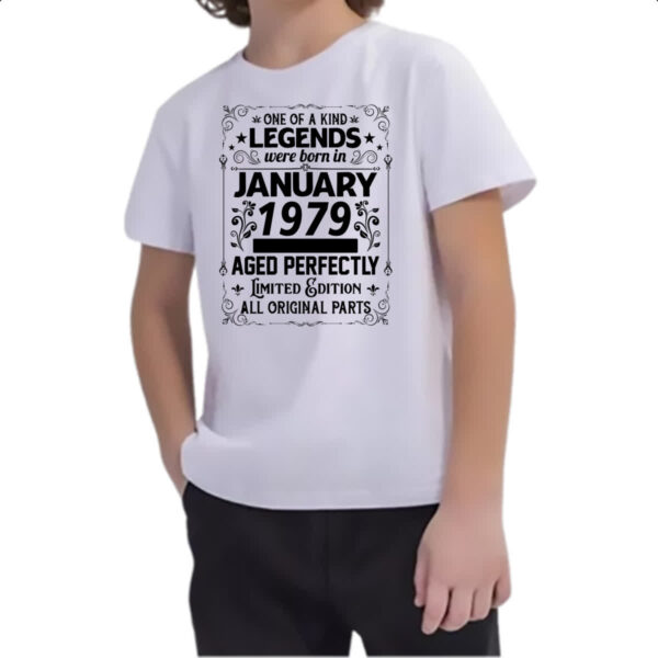Camiseta Infanto Juvenil Legends Were Born JAN-1979 - Imagem 2