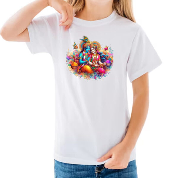 Camiseta Infanto Juvenil Holi Radha Krishna - Imagem 3