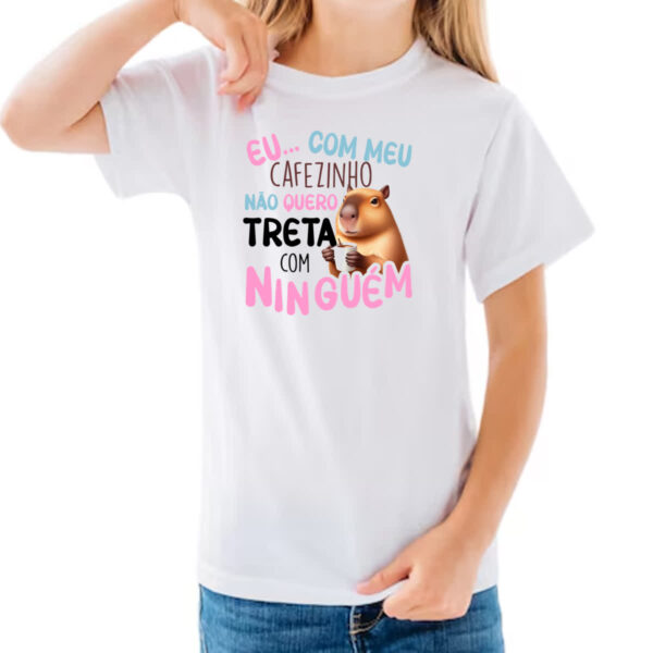 Camiseta Infanto Juvenil Capivara meu cafezinho - Imagem 3