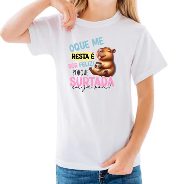 Camiseta Infanto Juvenil Capivara resta ser feliz - Imagem 3