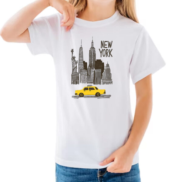 Camiseta Infanto Juvenil New York Pintura Nanquim - Imagem 3