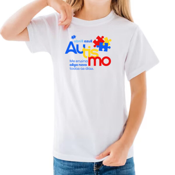 Camiseta Infanto Juvenil Autismo ensina algo novo - Imagem 3