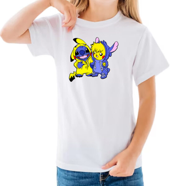 Camiseta Infanto Juvenil Stitch and Pikachu - Imagem 3