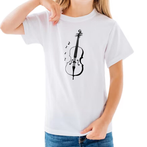 Camiseta Infanto Juvenil Violino Silhuetta Notas Musicais - Imagem 3