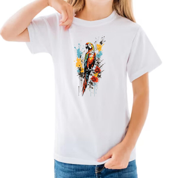 Camiseta Infanto Juvenil Arara splash art - Imagem 3