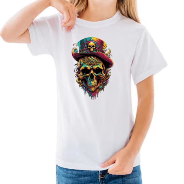 Camiseta Infanto Juvenil Cranio pirata joias - Imagem 3