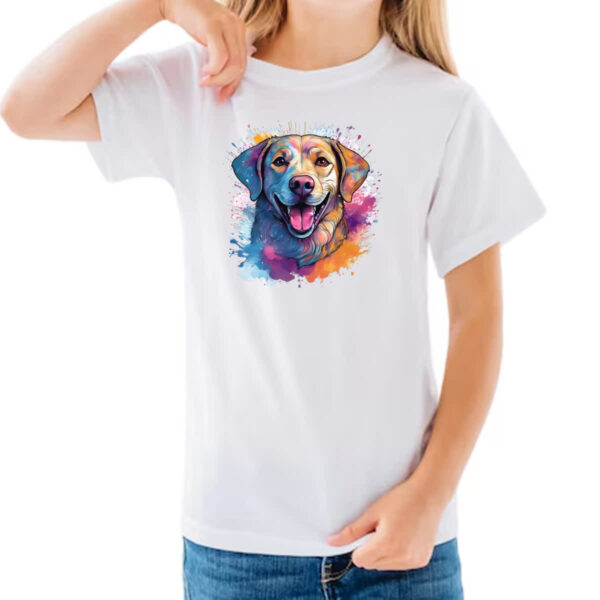 Camiseta Infanto Juvenil Labrador Retriever watercolor art - Imagem 3