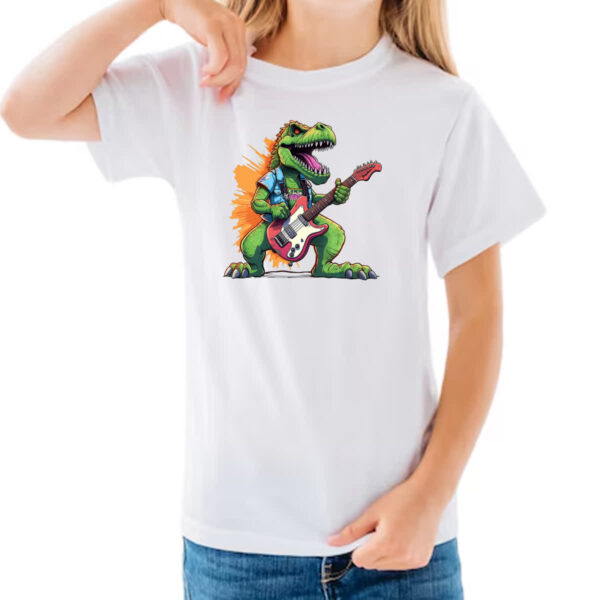 Camiseta Infanto Juvenil T-Rex Guitarrista - Imagem 3