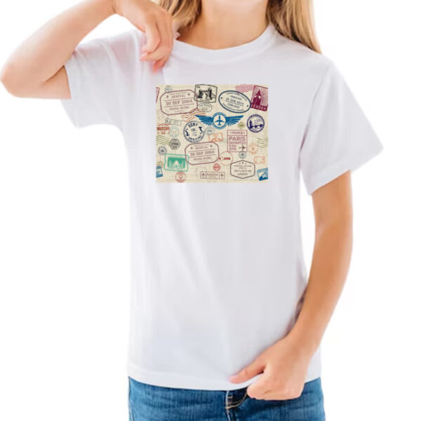 Camiseta Infanto Juvenil Viagem passaport stamp - Imagem 3