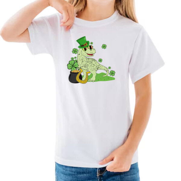 Camiseta Infanto Juvenil T-Rex St Patricks day - Imagem 3