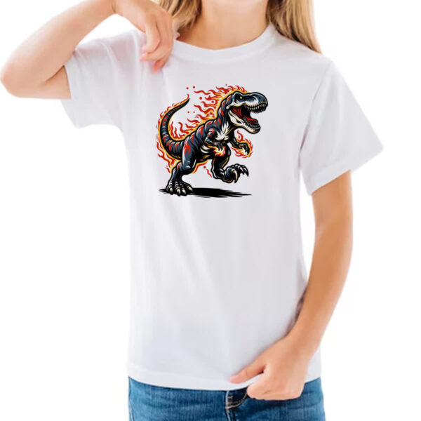 Camiseta Infanto Juvenil T-Rex flamejante - Imagem 3
