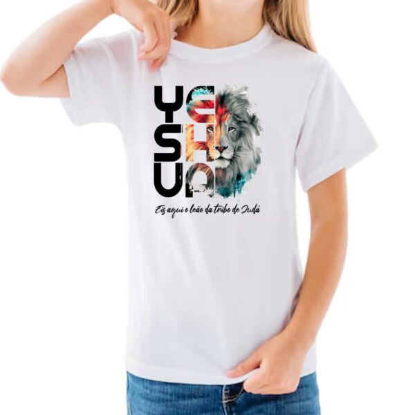 Camiseta Infanto Juvenil Yeshua - Leao da tribo de Juda - Imagem 3