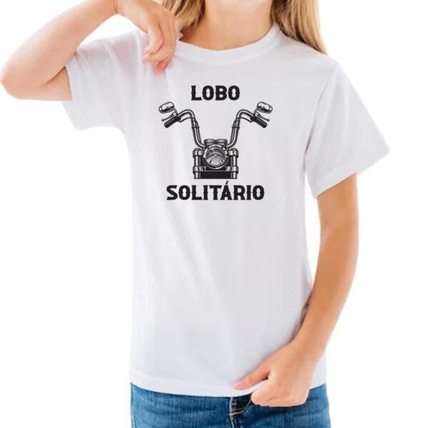 Camiseta Infanto Juvenil Guidao moto lobo solitario - Imagem 3