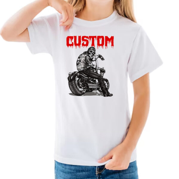Camiseta Infanto Juvenil Moto Skull Custom - Imagem 3