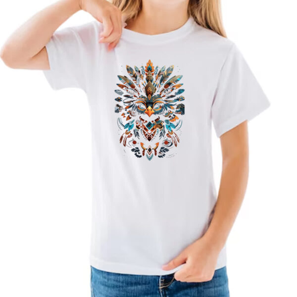 Camiseta Infanto Juvenil Coruja Elementos Indigenas - Imagem 3