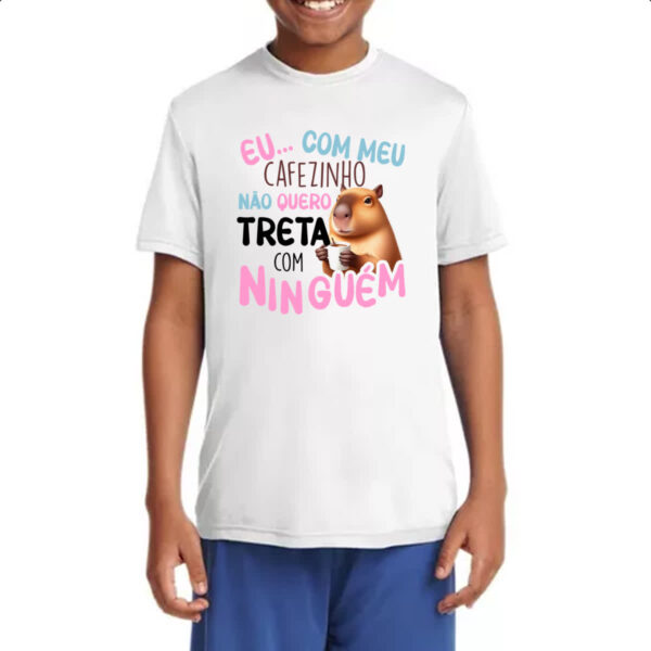 Camiseta Infanto Juvenil Capivara meu cafezinho - Imagem 4