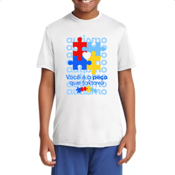 Camiseta Infanto Juvenil Autismo peca que faltava - Imagem 4