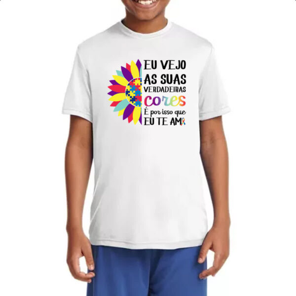 Camiseta Infanto Juvenil Autismo verdadeira cores - Imagem 4