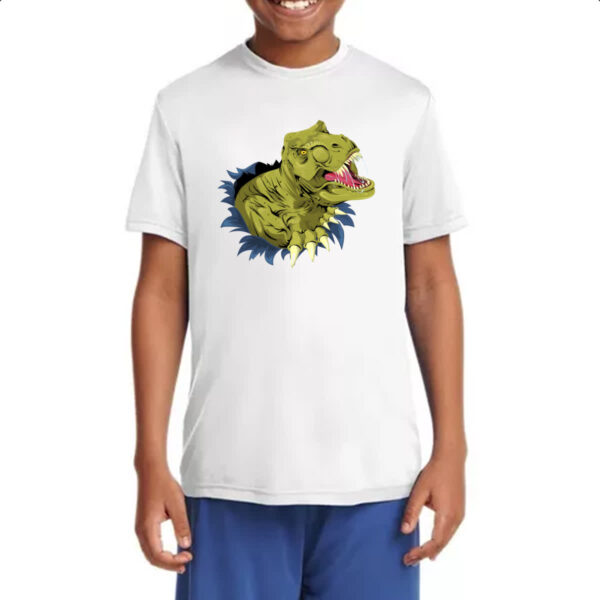 Camiseta Infanto Juvenil Tiranossauro Rex Rasgando a Camisa - Imagem 4