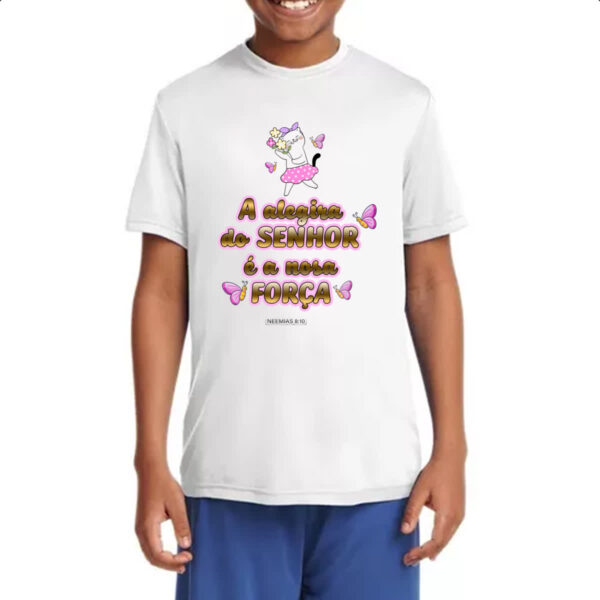Camiseta Infanto Juvenil Versiculo Fofinho Alegria do senhor - Imagem 4