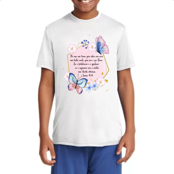 Camiseta Infanto Juvenil Versiculo Moldurado por isso nao tema - Imagem 4