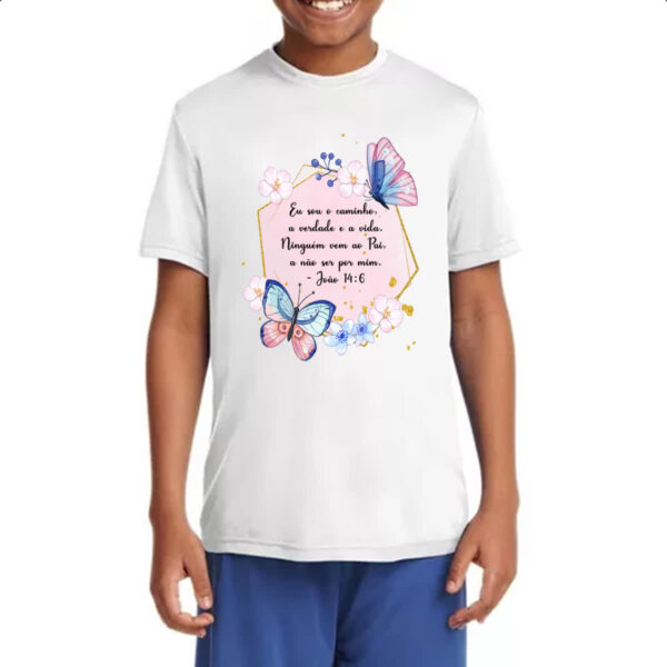 Camiseta Infanto Juvenil Versiculo moldurado eu sou o caminho - Imagem 4