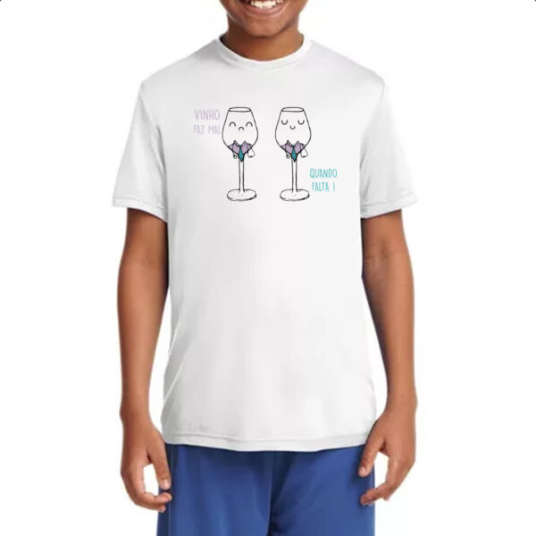 Camiseta Infanto Juvenil Vinho faz mal quando falta - Imagem 4