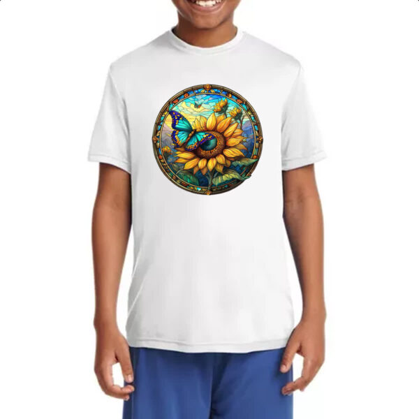 Camiseta Infanto Juvenil Vitral Borboleta e Girassol - Imagem 4