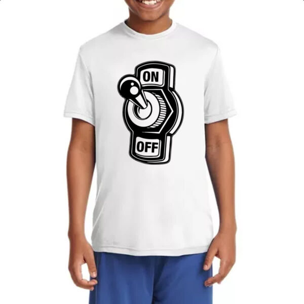 Camiseta Infanto Juvenil Botao Liga Desliga On Off - Imagem 4