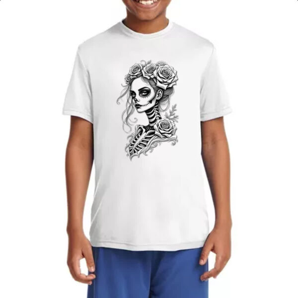 Camiseta Infanto Juvenil Catrina rosas grafite - Imagem 4