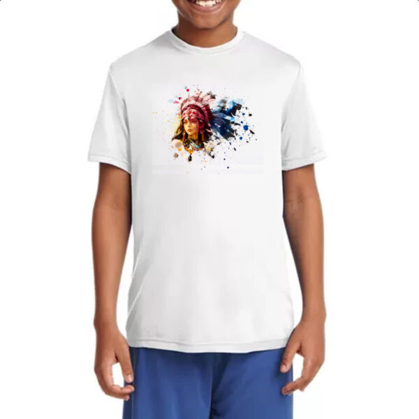 Camiseta Infanto Juvenil Guerreira indigena splash art - Imagem 4