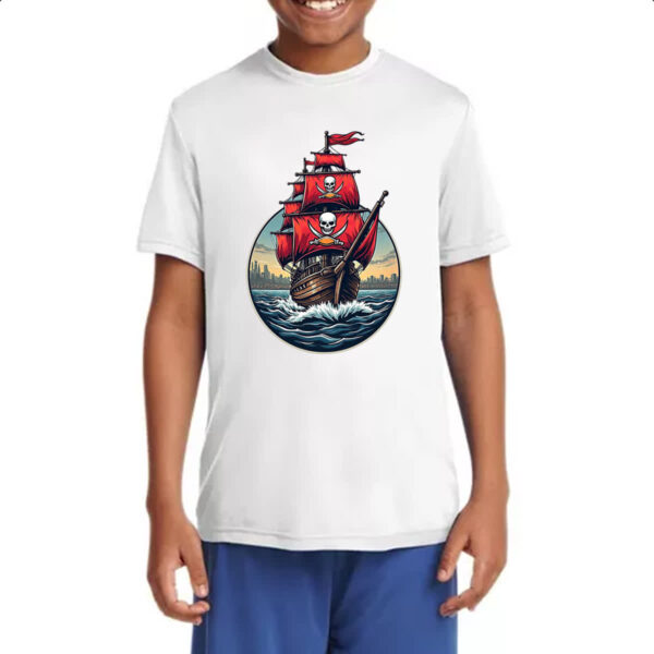 Camiseta Infanto Juvenil Navio Pirata circle logo - Imagem 4
