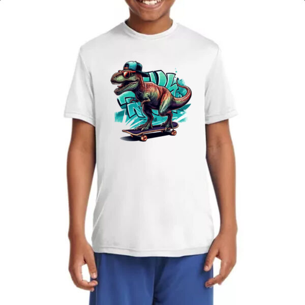 Camiseta Infanto Juvenil T-Rex Skatista - Imagem 4