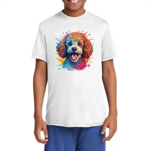 Camiseta Infanto Juvenil Poodle watercolor art - Imagem 4