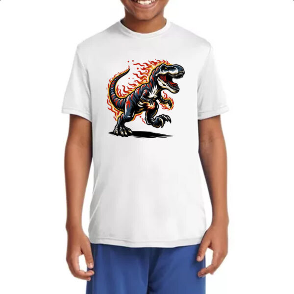 Camiseta Infanto Juvenil T-Rex flamejante - Imagem 4