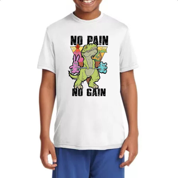 Camiseta Infanto Juvenil Dinossauro No Pain No Gain - Imagem 4